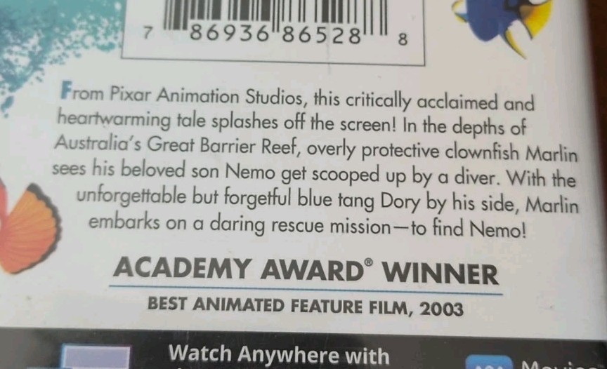 Finding Nemo Blu-ray Disney Pixar Albert Brooks Andrew Stanton Ellen Degeneres