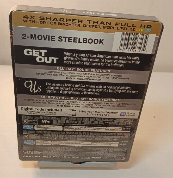 Get Out / Us Double Feature -Collector Steelbook (4K/Blu-ray-No Digital)-Box S&H